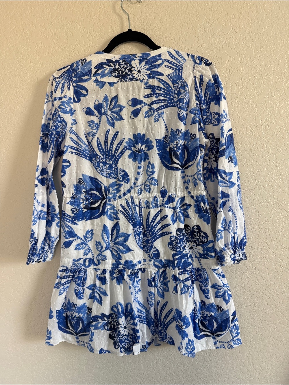 FARM RIO Bead-Embellished Printed Swiss-Dot Cotton Mini Dress. Size XS - Picture 6 of 12